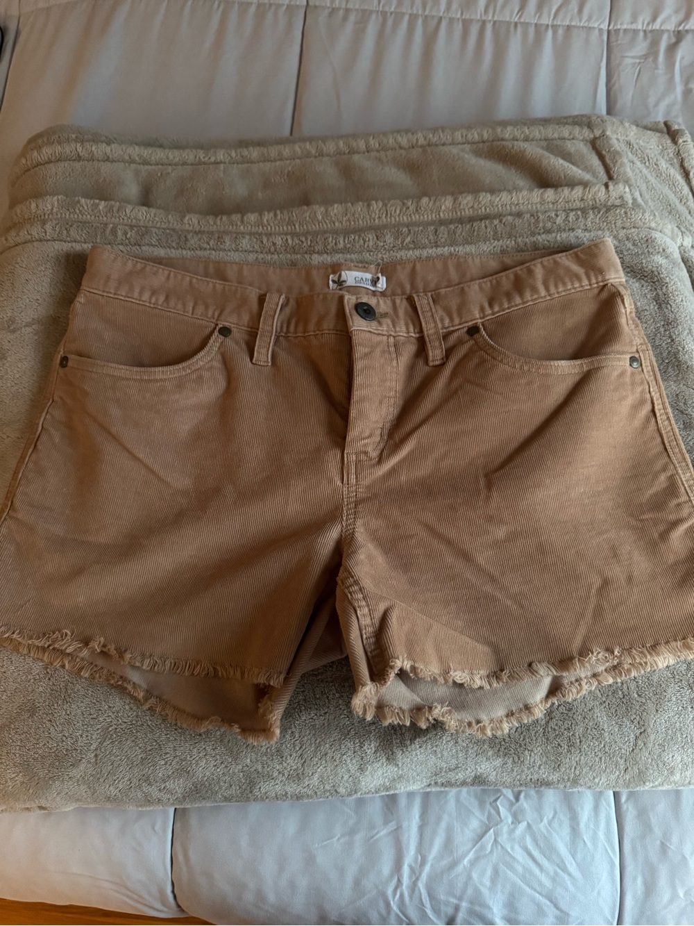 Carve Designs Tan Frayed Hem Jean Shorts
